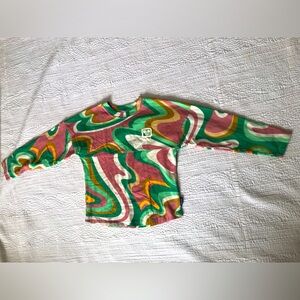 Spirit jersey - girls size 7/8 - Disney - color wave green and pink and cream